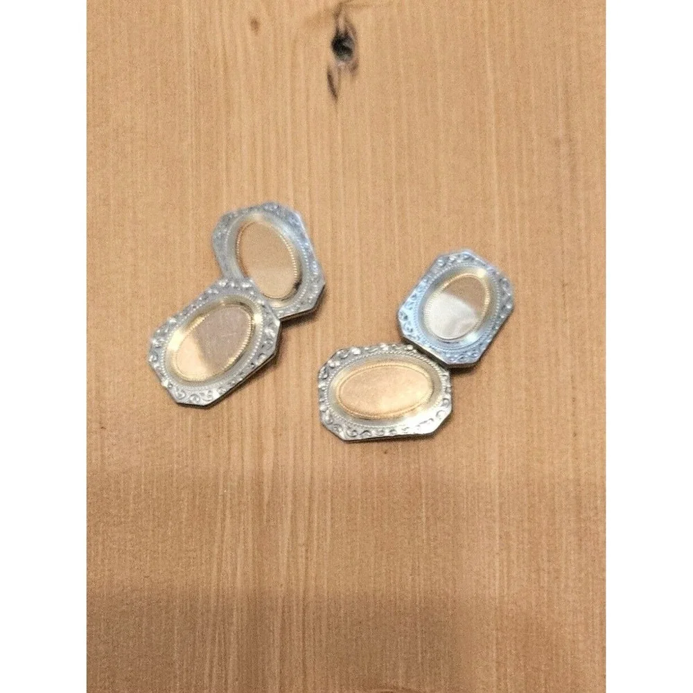 Vintage Cufflinks Gold Tone Oval Ornate Edge Wedding Formal‎ Occasion